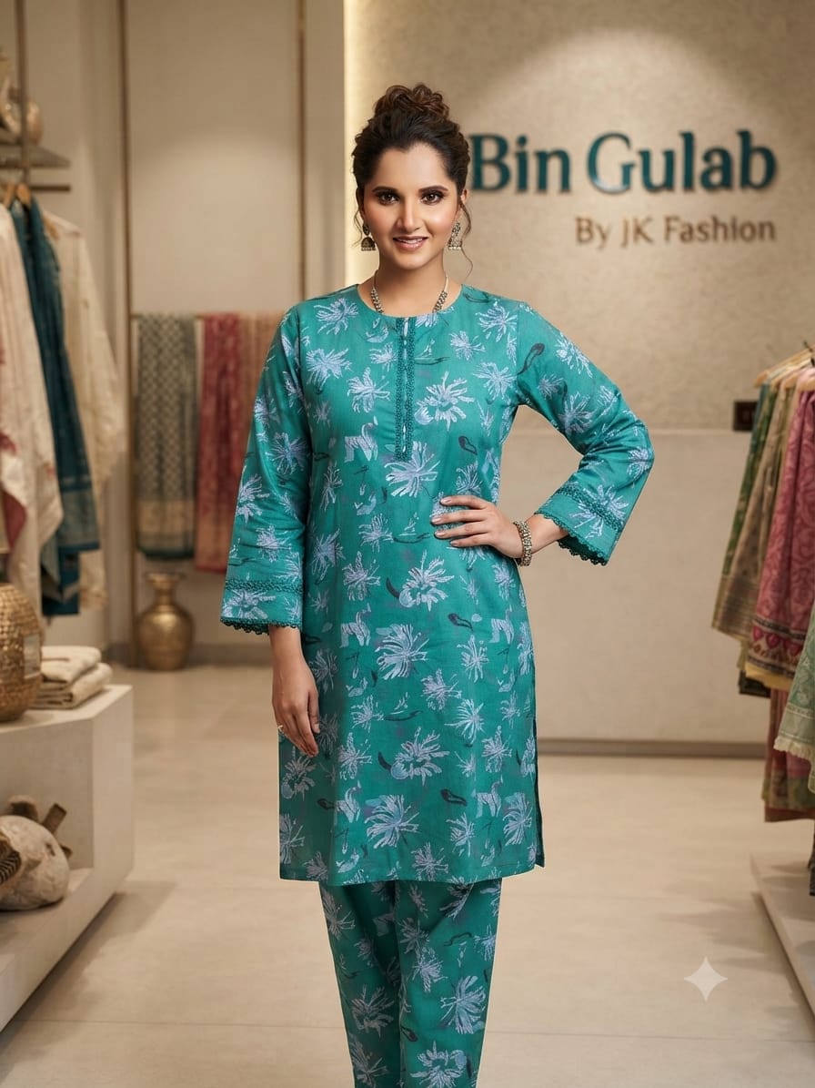 Bin Gulab Premium Digital Printed Lawn 2 Piece Stitched Suit