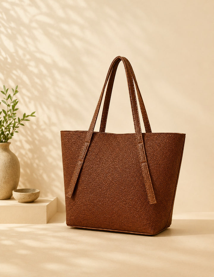 Chestnut Everyday Tote | Textured Shoulder Bag