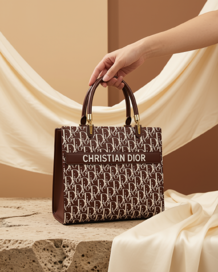 Monogram-Style Structured Tote | Top Handle Bag