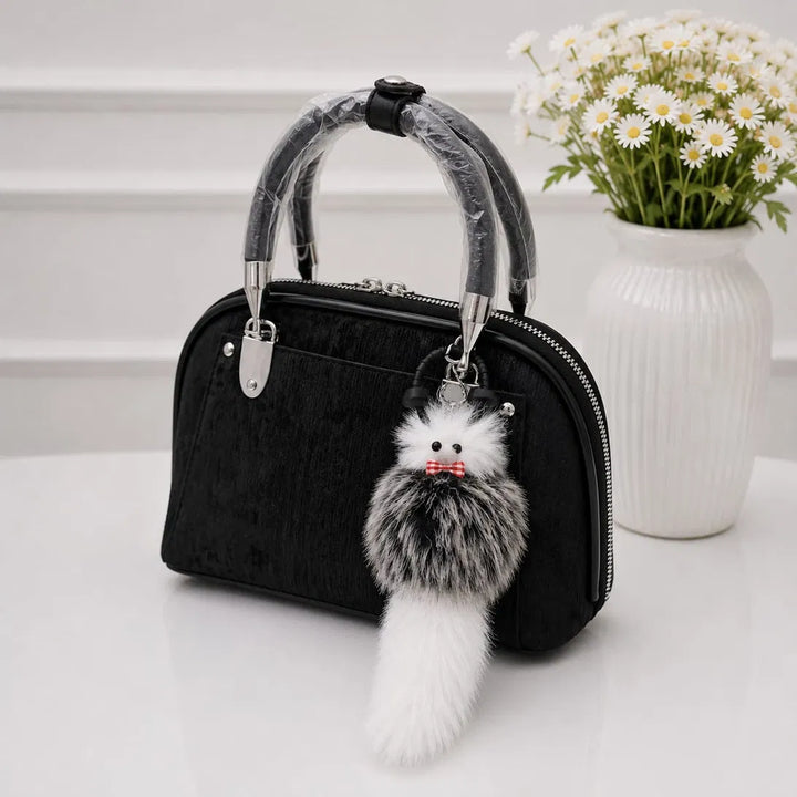 Sleek Textured Handbag with Free Charm