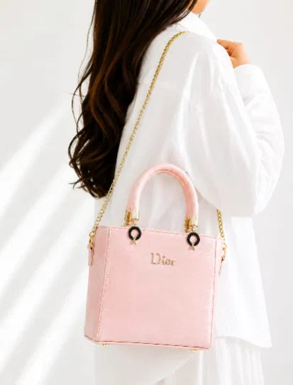 Blush Mini | Textured Crossbody with Gold Chain