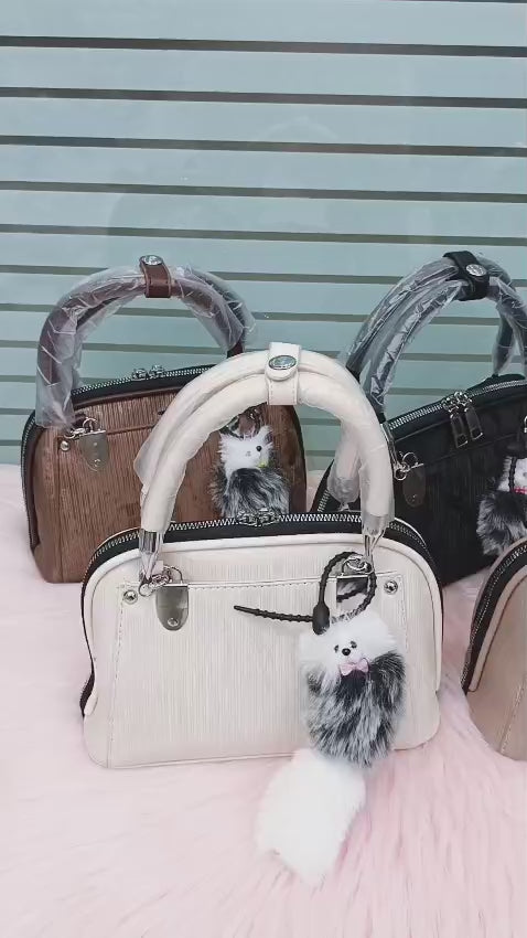 Textured Imported Handbag with Free Charm